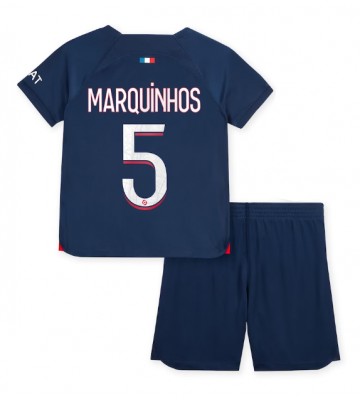 Paris Saint-Germain Marquinhos #5 Hemmakläder Barn 2023-24 Kortärmad (+ Korta byxor)